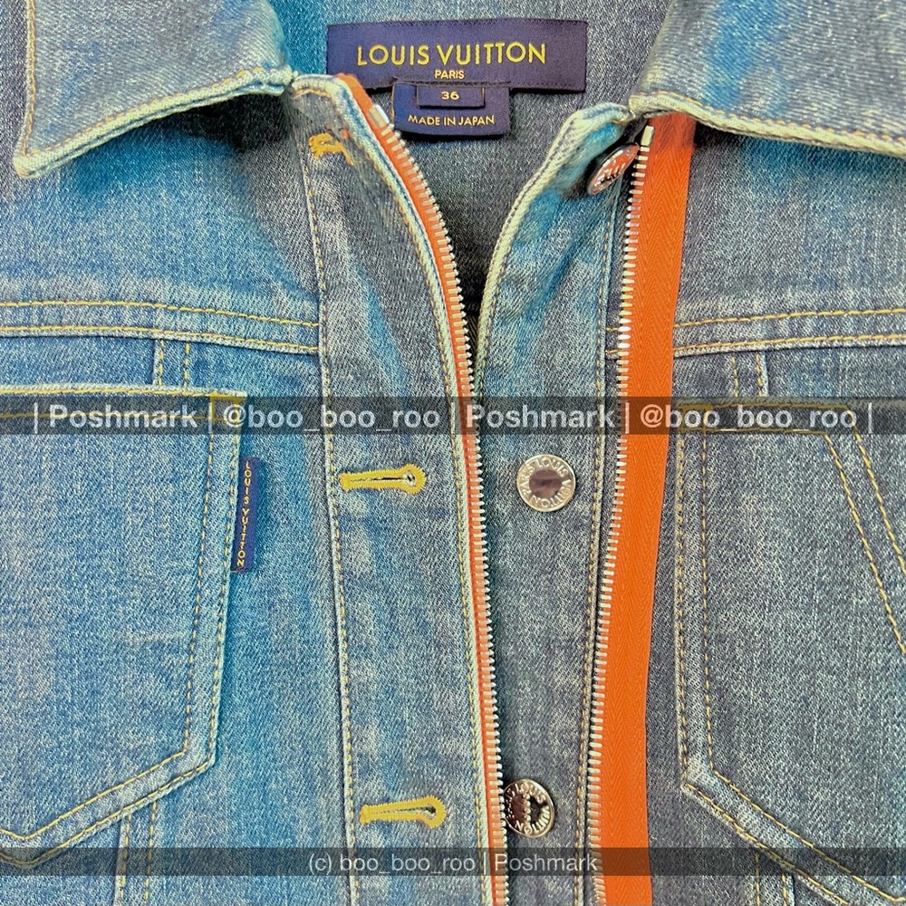 Louis Vuitton Blue Jean Denim Jacket, Silver Hardware, Monogram Patch, Authentic - Picture 3 of 15
